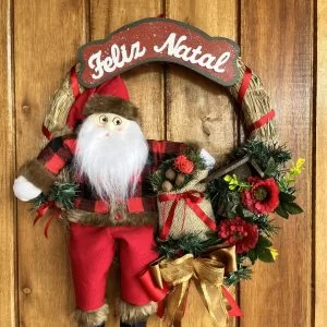 GUIRLANDA COM NOEL 40CM LINHA RÚSTICA