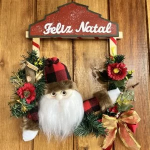 QUADRO COM CABEÇA DE NOEL LINHA RÚSTICA
